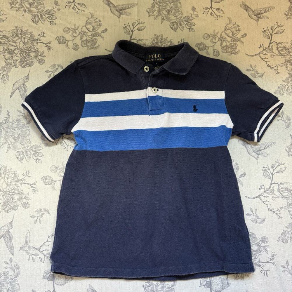 Polo Ralph Lauren Shirt Youth 6 Pony Logo Blue White Short Sleeve Polo Preppy